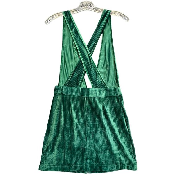 Moon River Green Velvet Jumper Dress Pockets & Cross Back Detail - Size Small - Picture 2 of 8